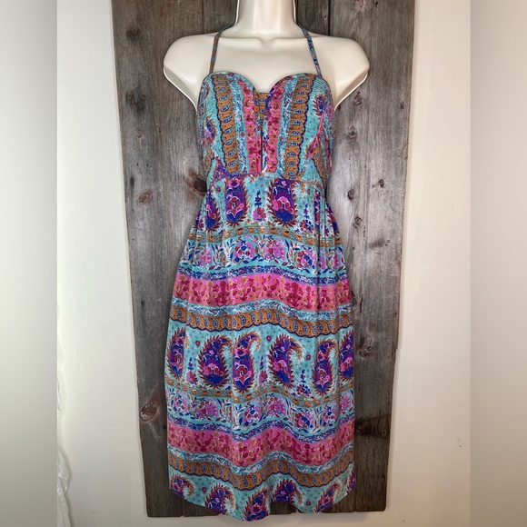 Anthropologie Dresses & Skirts - Maple Anthropologie Silk Floral and Paisley Print Dress w/ Quilted Bodice 10